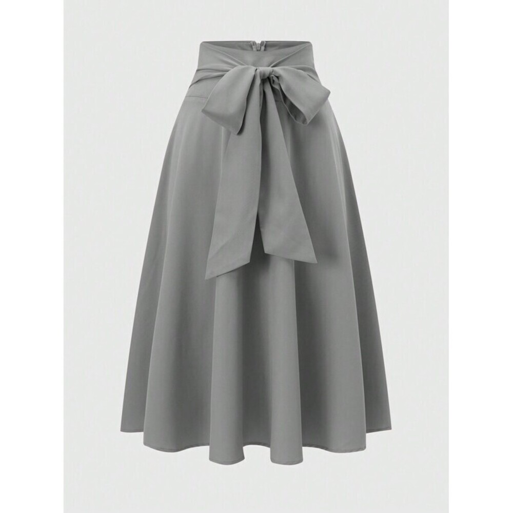 Franclia Solid Color Tie Waist A-Line Skirt